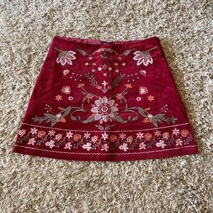Embroidered Corduroy Skirt